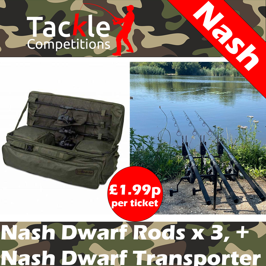 NASH Dwarf 10ft - 3.25lb Rods x 3 AND Dwarf Transporter ONLY 300 Tickets!!!  - Tackle Competitions